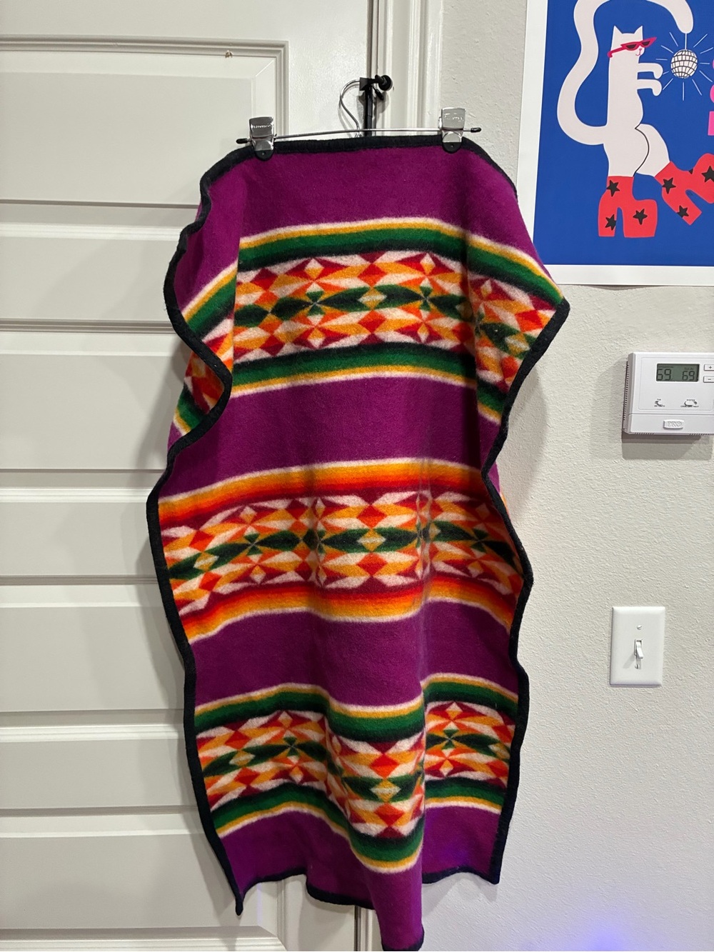 Pendleton Purple Geometric Wool Throw with Multicolor Stripes